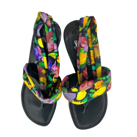 Donald J. Pliner Dasan Stretch Wedge Colorful Floral Tulip Print Sandals Size 9 - Picture 7 of 10